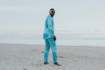 Blue Satin 2-Piece Set