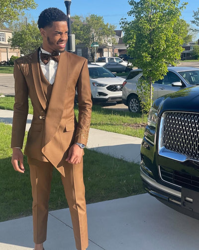 Brown Italian style Suit with brown embellishments