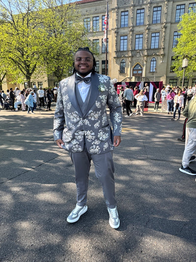 Grey suit with crystal embellishments