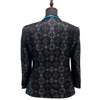 Black and Turquoise Print Suit