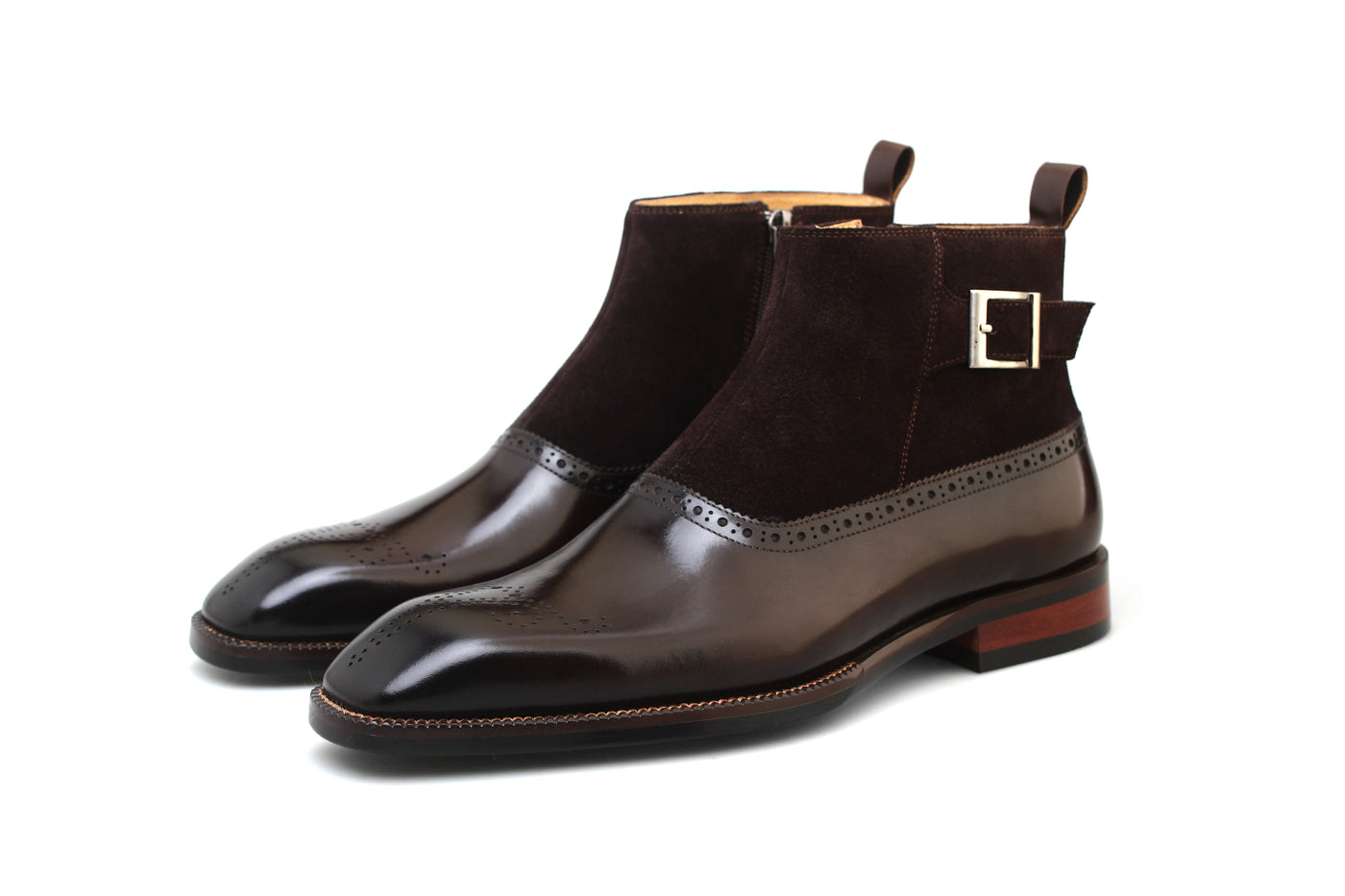 Brogue Monk Strap Boots