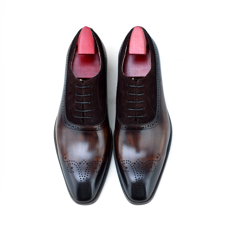 Brogue Lace-Up Shoes with Suede