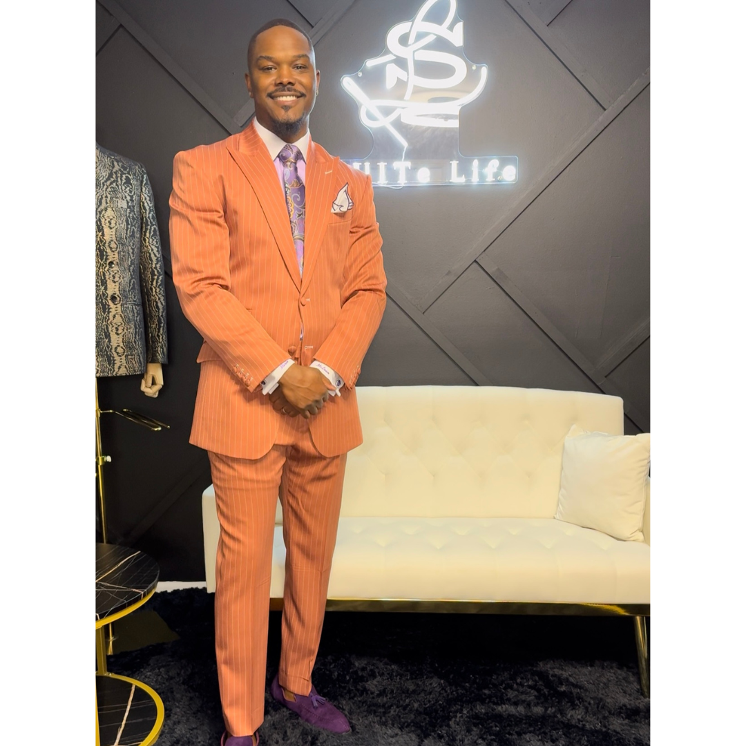 Orange Pinstripe Suit