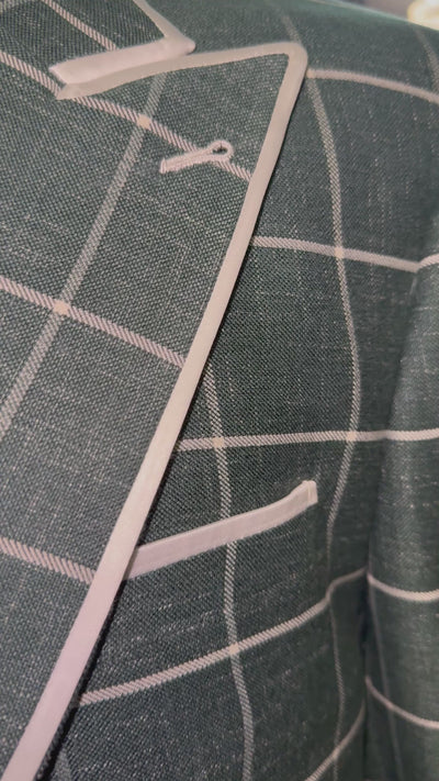 Green & White Windowpane Suit